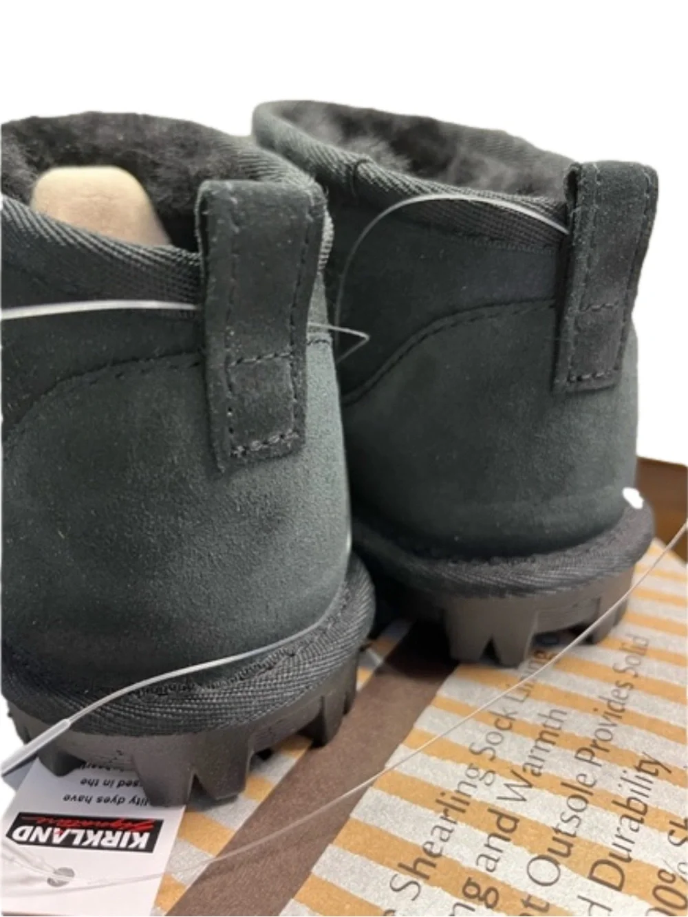Kirkland Signature Black Shearling Booties Kids Size 1, 2, 3, or 4 NIB NEW